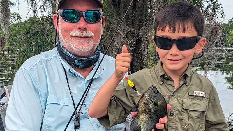 First bluegill of the year for Wyatt and Pops
