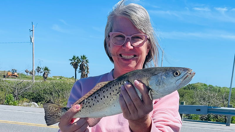 Kim Haines with a Fourchon trout