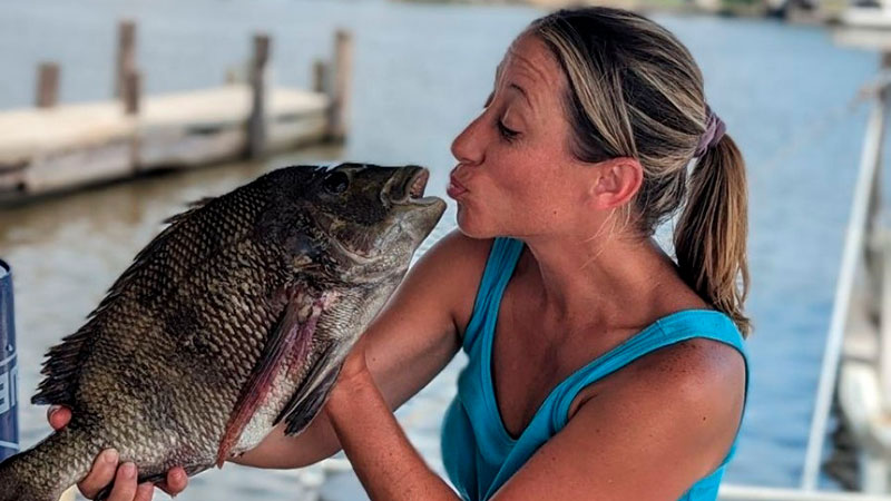 Stacie Dennis with her sheepshead