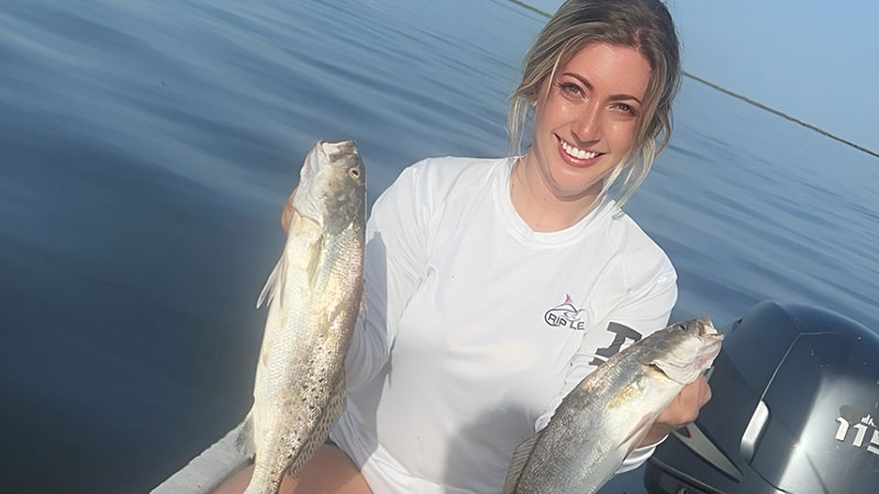 Kelsea Watts with Grand Isle trout