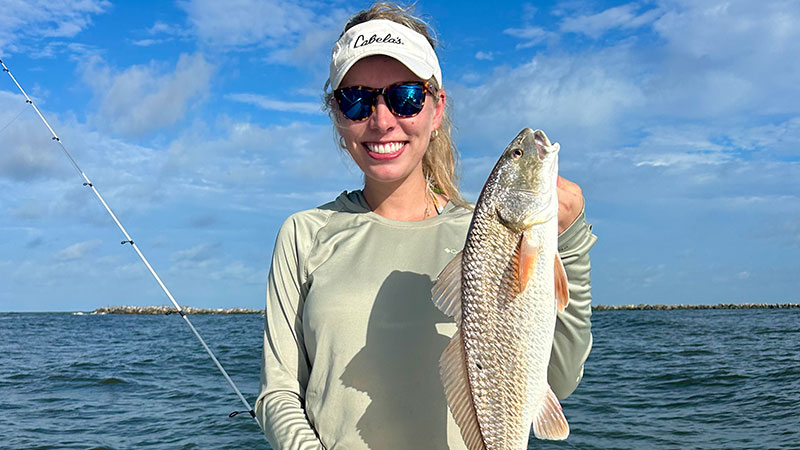 Mallory Talley and her Port Fourchon red
